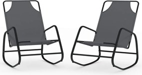 vidaXL Șezlonguri balansoare, 2 buc., gri, oțel și textilenă