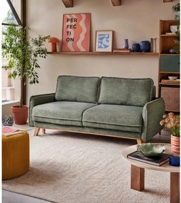Canapea verde-deschis extensibilă cu tapițerie din catifea reiată 218 cm Tori – Bonami Selection