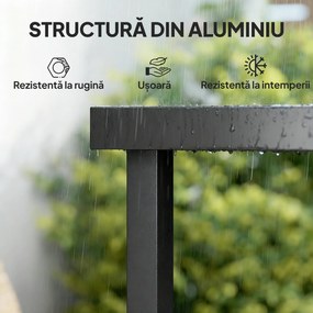 Outsunny Masă de Grădină cu Blat Textură Lemn 190x90 cm pentru 8 Persoane, Masă de Dining de Exterior Dreptunghiulară din Aluminiu și Plastic, pentru Terasă, Balcon, Negru | Aosom Romania
