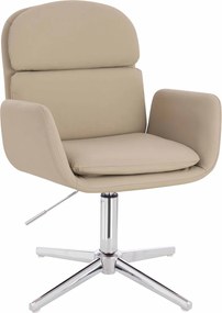 HR480CROSS Scaun Crem Piele Ecologica Premium Soft cu Bază Cromata