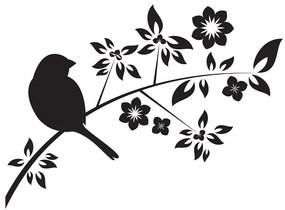 Sticker decorativ perete happy bird, 75x54 cm, negru