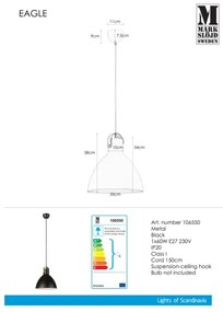 Markslöjd 106550 - Lustră pe cablu EAGLE 1xE27/60W/230V