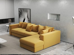 Colțar extensibil dumonde cu ladă de depozitare si sezut confortabil din spuma high-density, Gloria Royal Mustar II 320x183 cm