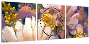 Tablou - Flori (cu ceas) (90x30 cm)