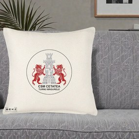 Perna Personalizata CSM Cetatea Turnu Magurele Fotbal, 40x40 cm, Crem Reliefat, Husa Detasabila, Perna Inclusa, BEKZ®