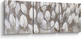 Tablou - Lalele structurate (cu ceas) (90x30 cm)