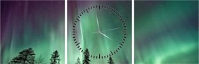 Tablou cu Northern Lights (cu ceas) (90x30 cm)