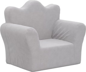 vidaXL Canapea pentru copii, gri deschis, pluș moale