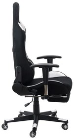 Scaun gaming alb din stofa cu suport de picioare, ergonomic si reglabil OFF 296