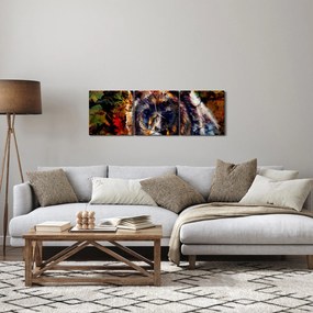 Tablou - Urs,pictură (cu ceas) (90x30 cm)