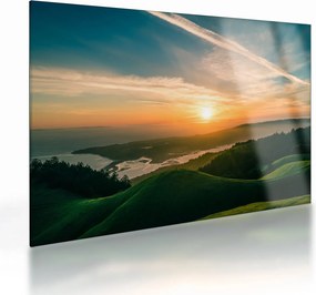 Tablou pe sticlă cu soarele răsărind deasupra mării (70x50 cm)