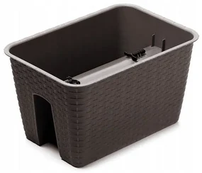 Ghiveci decorativ de flori, dreptunghiular, pentru balustrade, maro, 39.6x27.2x22.5 cm, Ratolla Rail