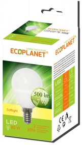 Bec LED Ecoplanet glob mic G45, E14, 7W (60W), 630 LM, A+, lumina calda 3000K, Mat Lumina calda - 3000K, 1 buc