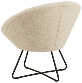 Fotoliu cu tapițerie din lână sintetică Actona Center, alb - crem