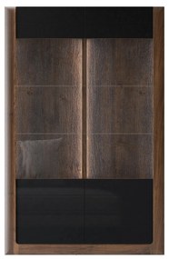 Vitrină Kassie Typ 12 (negru lucios + nuc columbia) (cu iluminat). 1108361