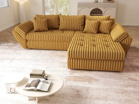 Colțar extensibil dumonde cu ladă de depozitare si sezut confortabil din spuma high-density, Loana Ambience Mustar II 270x185 cm