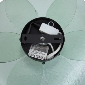 Plafonieră de design neagră cu sticlă verde striată - Kemner