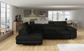 Colțar negru extensibil/cu spațiu de depozitare (cu colț pe partea stângă/în formă de ”L”) Anton – ELTAP