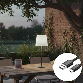 Lampă de masă gri reîncărcabilă, cu LED și variator, IP54 - Jude