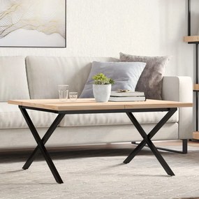 vidaXL Masă de cafea, cadru X, 80x80x45,5 cm, lemn masiv pin și Oţel