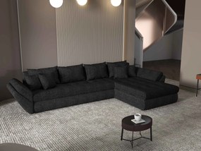 Colțar extensibil dumonde cu ladă de depozitare si sezut confortabil din spuma high-density, Loana XL Enjoy Negru II 335x185 cm