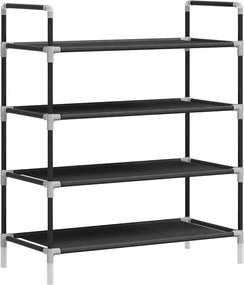 vidaXL Raft încălțăminte cu 4 rafturi, Metal și textil nețesut, Negru