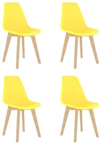 vidaXL Scaune de bucătărie, 4 buc., galben, plastic