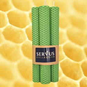 Set 4 Lumanari tip fagure din ceara colorata, rulate manual - Verde deschis 3,5 cm, 5 cm, Verde deschis
