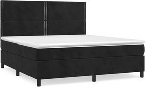 vidaXL Pat box spring cu saltea, negru, 180x200 cm, catifea