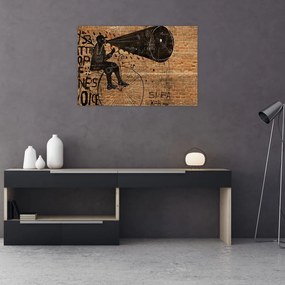 Tablou - Barbat cu biciclete stil Bansky (90x60 cm)