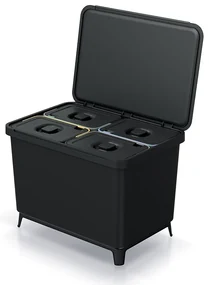 Coș de gunoi, 4 x 10 l, negru