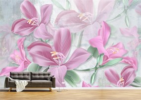 Tapet Premium Canvas - Abstract flori si frunze
