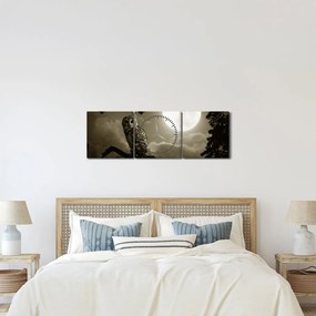 Tablou - Bufniță de noapte, auriu (cu ceas) (90x30 cm)