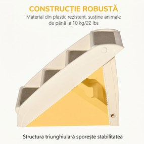 PawHut Scară Pliabilă pentru Câini cu 4 Trepte Antiderapante, Scară din PP pentru Animale de Companie, 62x38x49,5 cm, Bej