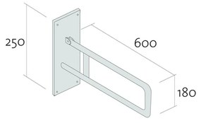 Bara suport ajutatoare rabatabila, 60 cm, crom, Cersanit Etiuda 600 mm