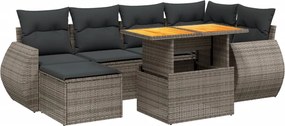 vidaXL Set canapele de grădină, 7 piese, cu perne, gri, poliratan