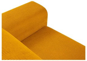 Colțar galben muștar extensibil, cu spațiu de depozitare cu tapițerie din catifea reiată (cu colț pe partea stângă, cu șezlong) Kyoto – Cosmopolitan Design