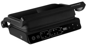 Concept ge3600 - Grătar contact cu sondă temperatură GLASS 2000W/230V negru