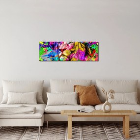 Tablou - 3D imaginea leului (cu ceas) (90x30 cm)