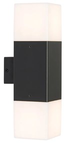 Lampă de perete exterioară neagră cu abajur opalescent 2 lumini IP44 - Denmark