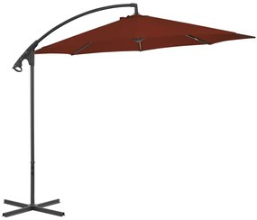Umbrela suspendata cu stalp din otel, caramiziu, 300 cm Terracota