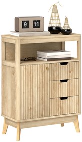 HOMCOM Bufet salon mobilier de depozitare cu dulap cu uși, raft reglabil și raft deschis, 60x30x81cm, lemn natural | Aosom Romania