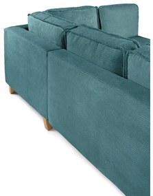Colțar turcoaz extensibil cu tapițerie din catifea reiată (cu colț pe partea dreaptă) Tori – Bonami Selection