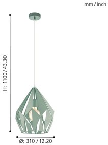 EGLO 49026 - Lustră pe cablu CARLTON-P 1xE27/60W/230V