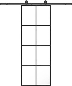 vidaXL Ușă glisantă cu set de feronerie neagră 76x205 cm Sticlă ESG