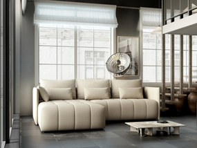 Colțar extensibil dumonde cu ladă de depozitare si sezut confortabil din spuma high-density, Malta Enjoy Camel 235x185 cm