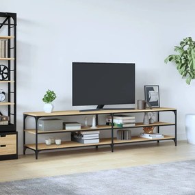 Comoda TV, stejar sonoma, 200x30x50 cm, lemn prelucrat si metal