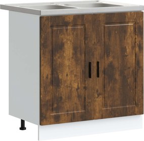 vidaXL Dulap baza chiuvetă cu ușă Porto 2 pcs Maro Lemn compozit