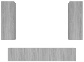 3114204 vidaXL Set dulapuri TV, 4 piese, gri sonoma, lemn prelucrat