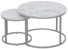 Set 2 mese de cafea Paola - marmura/silver